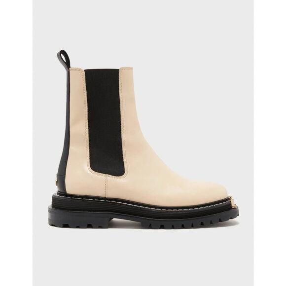 NEW Sandro Liam Ecru Leather Chelsea Boots 36 - Picture 1 of 10
